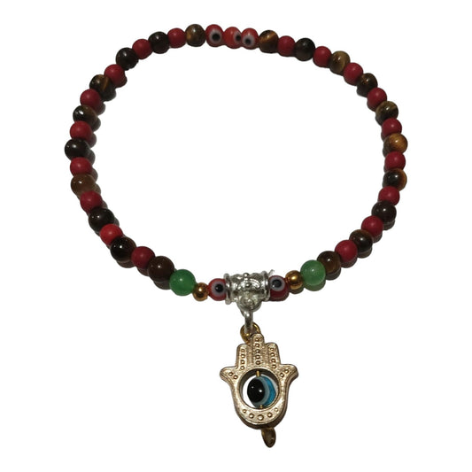 Pulsera de Protección con Ojo Turco y Mano de Fátima 4mm – Consagrada