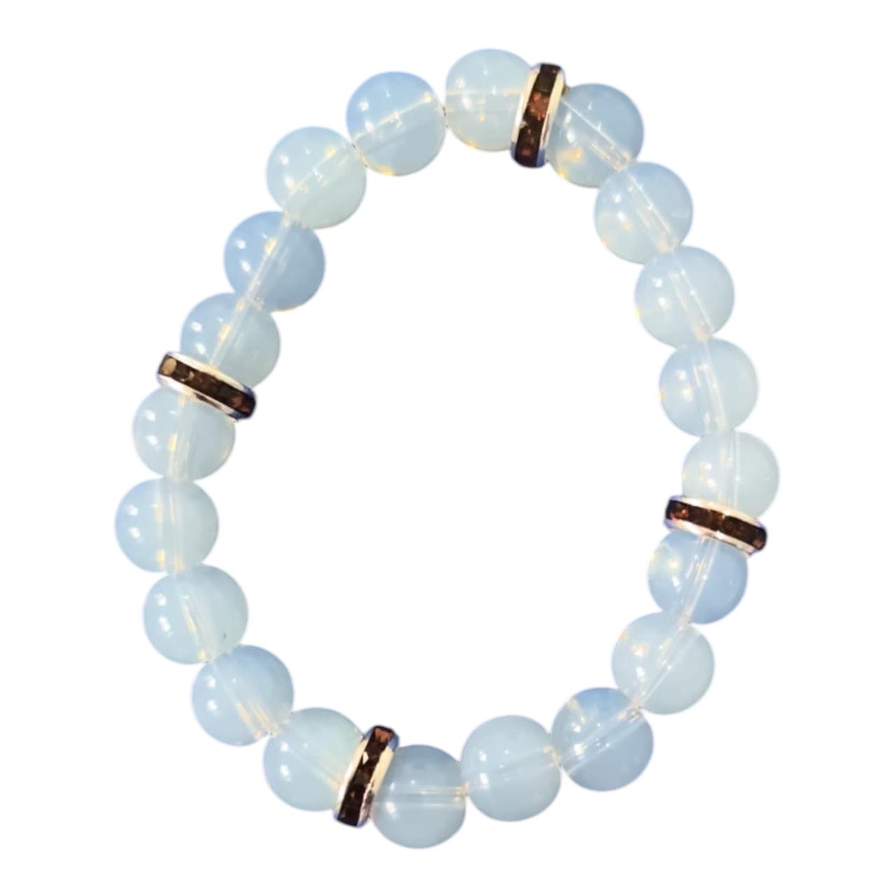 Pulsera de Piedra Luna 10mm – Intuición, Feminidad y Protección Emocional